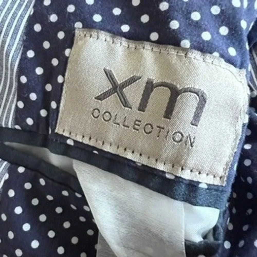 XM Collection Blazer Men Large Blue Pinstripe Seersucker Sport Coat Italy Preppy